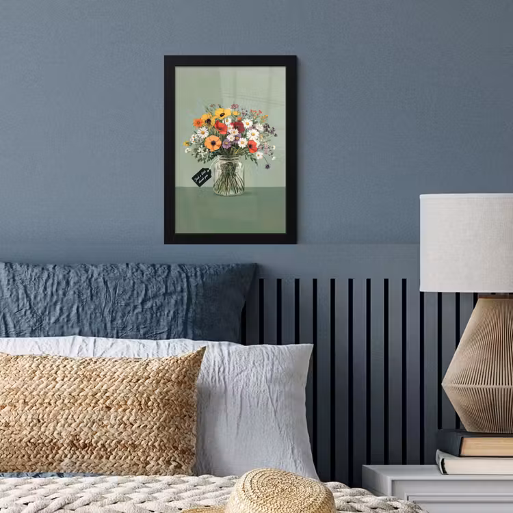 Bloemen - Vaas - Kaartje fotolijst zwart zonder passe partout klein -sfeer3