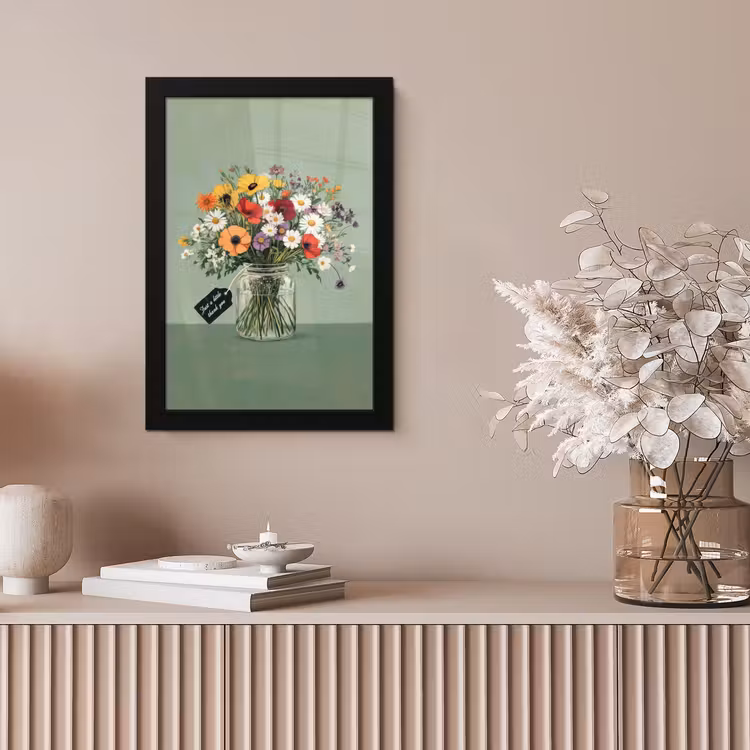 Bloemen - Vaas - Kaartje fotolijst zwart zonder passe partout klein -sfeer5