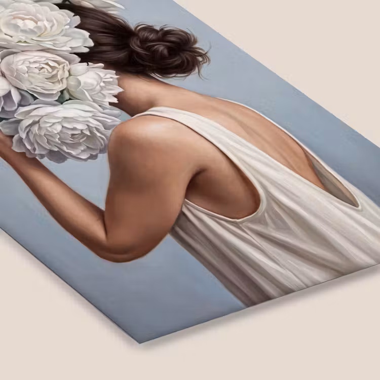 Bloemen - Vrouw - Wit fotolijst zwart zonder passe partout klein -zsfeer6