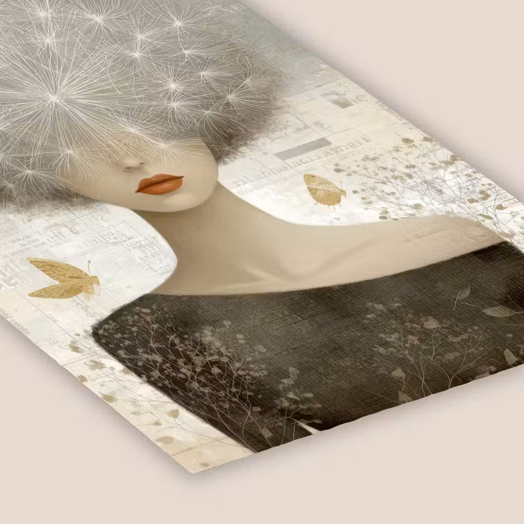 Pluis - Vrouw - Beige fotolijst zwart zonder passe partout klein -zsfeer6