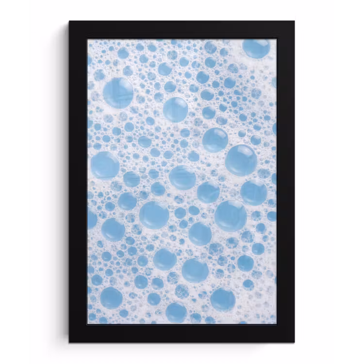 Schuim - Bubbels - Blauw fotolijst zwart zonder passe partout klein -3d
