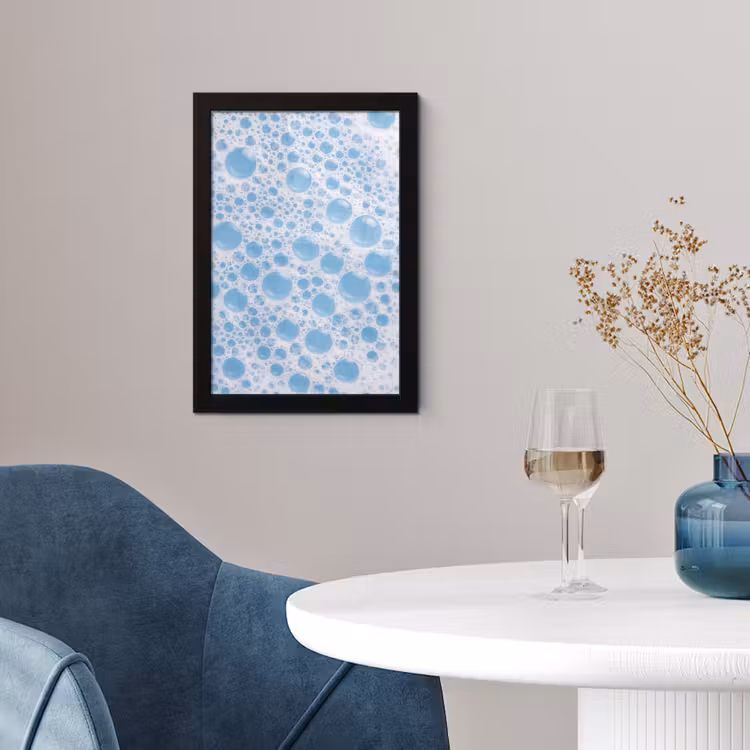 Schuim - Bubbels - Blauw fotolijst zwart zonder passe partout klein -sfeer4