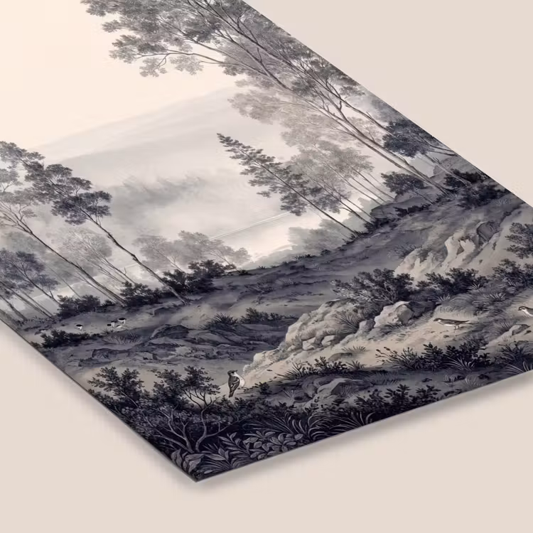 Mistig - Berglandschap - Illustratie fotolijst zwart zonder passe partout klein -zsfeer6