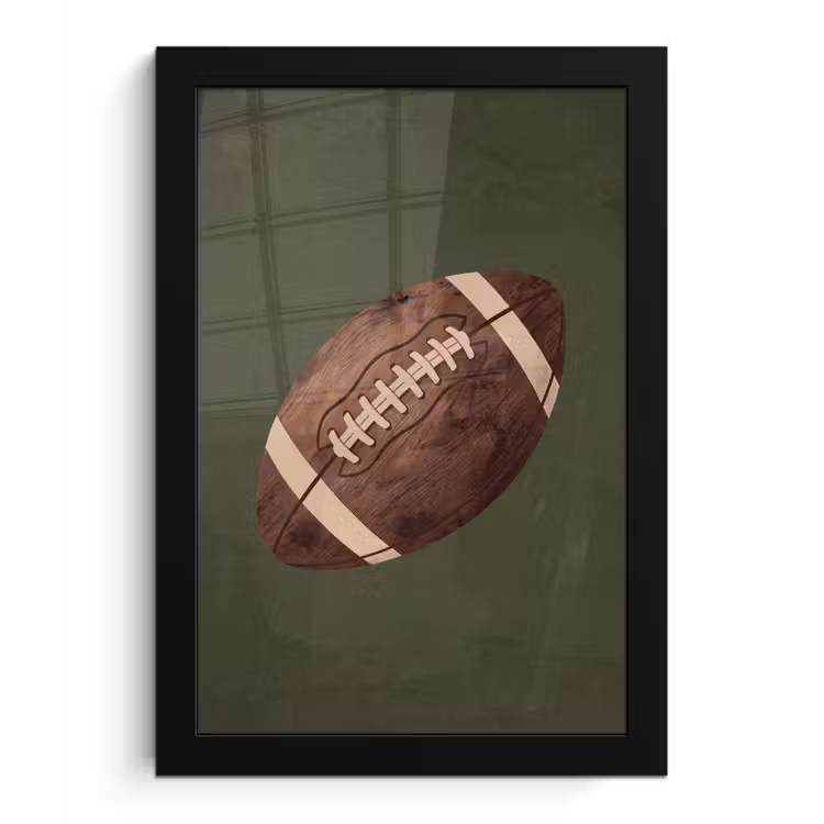 Football - Hout - Sport - Groen fotolijst zwart zonder passe partout klein -3d