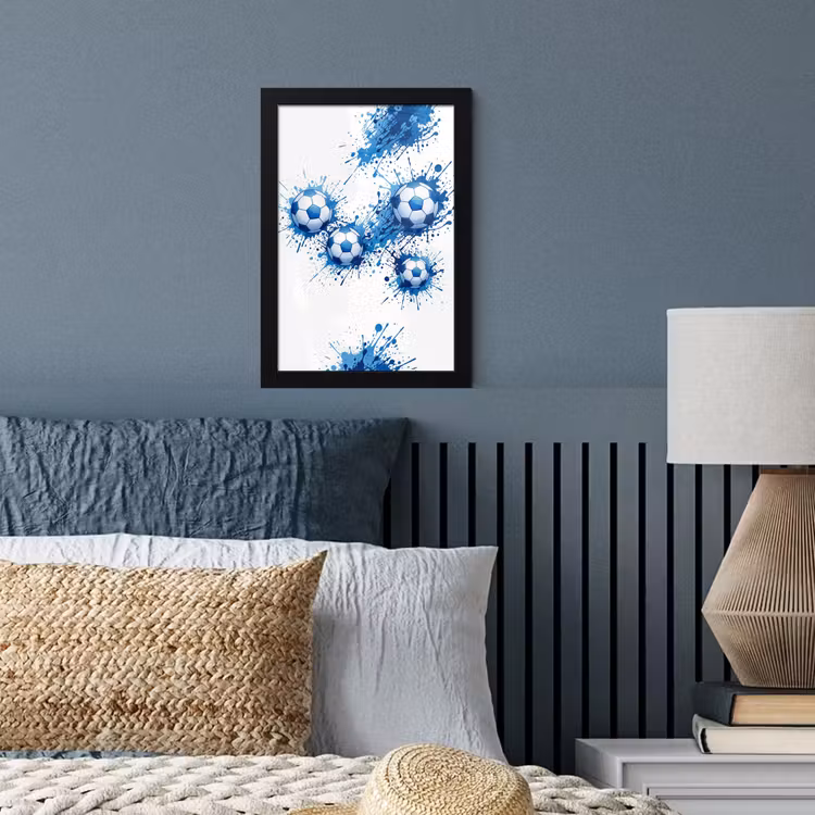 Voetballen - Verf - Sport - Blauw fotolijst zwart zonder passe partout klein -sfeer3