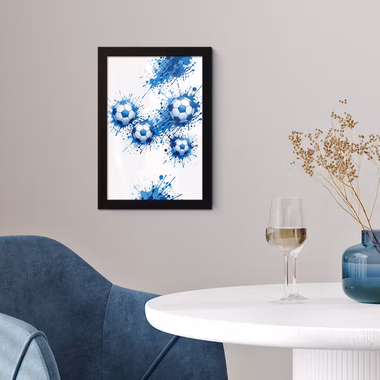 Voetballen - Verf - Sport - Blauw fotolijst zwart zonder passe partout klein -sfeer4