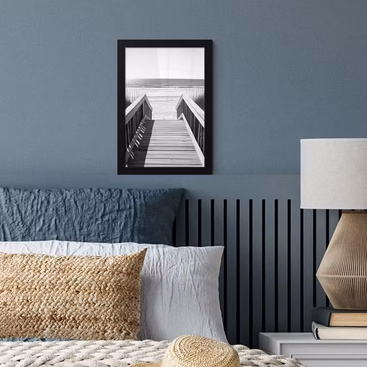 Loopbrug - Hout - Strand - Zee fotolijst zwart zonder passe partout klein -sfeer3