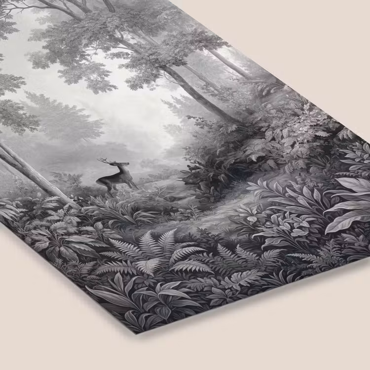 Bos - Hert - Zwart - Wit fotolijst zwart zonder passe partout klein -zsfeer6
