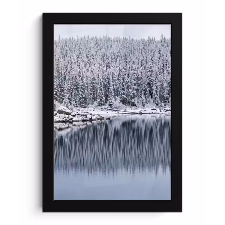 Bos - Reflectie - Meer - Winter - Serene fotolijst zwart zonder passe partout klein -3d