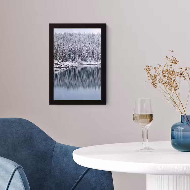 Bos - Reflectie - Meer - Winter - Serene fotolijst zwart zonder passe partout klein -sfeer4