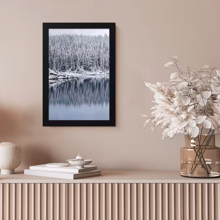 Bos - Reflectie - Meer - Winter - Serene fotolijst zwart zonder passe partout klein -sfeer5