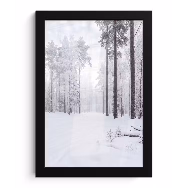 Bos - Sneeuw - Pad - Winter - Stilte fotolijst zwart zonder passe partout klein -3d