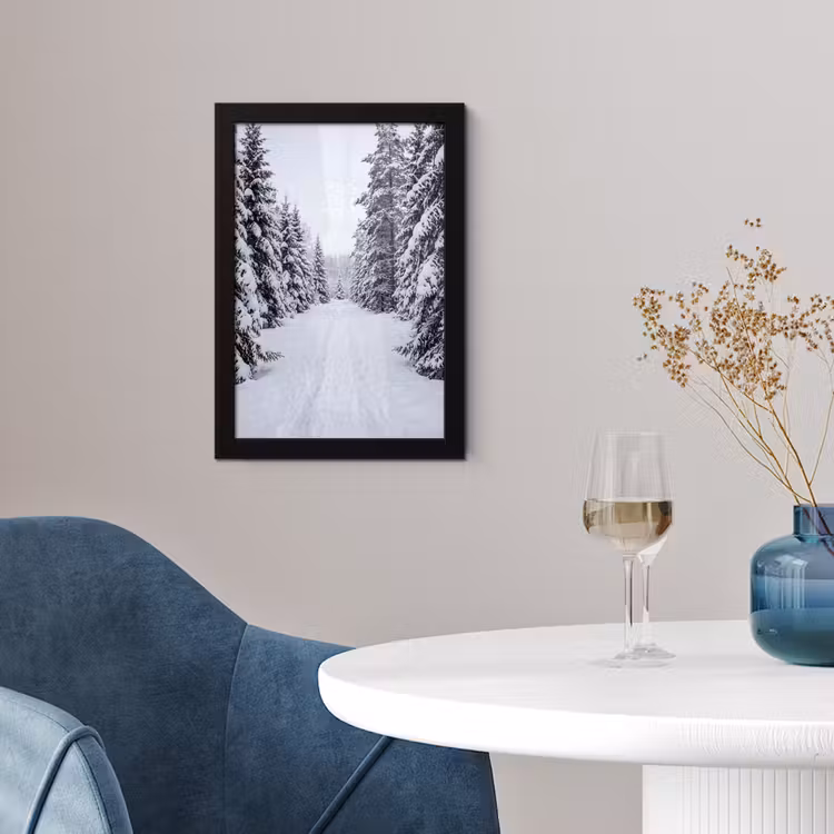 Bos - Winter - Sneeuw - Pad - Natuur fotolijst zwart zonder passe partout klein -sfeer4