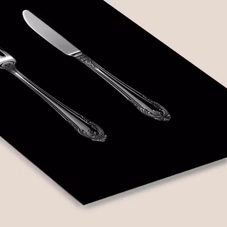 Vork - Mes - Zilver fotolijst zwart zonder passe partout klein -zsfeer6
