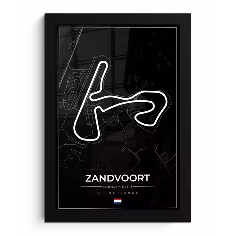 Formule 1 - Circuit Zandvoort - Racebaan - Nederland - Circuit - Zwart fotolijst zwart zonder passe partout klein -3d