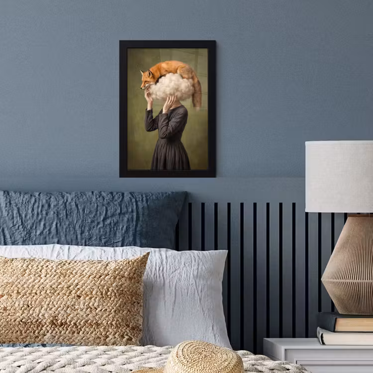 Vos - Surrealistisch - Groen fotolijst zwart zonder passe partout klein -sfeer3