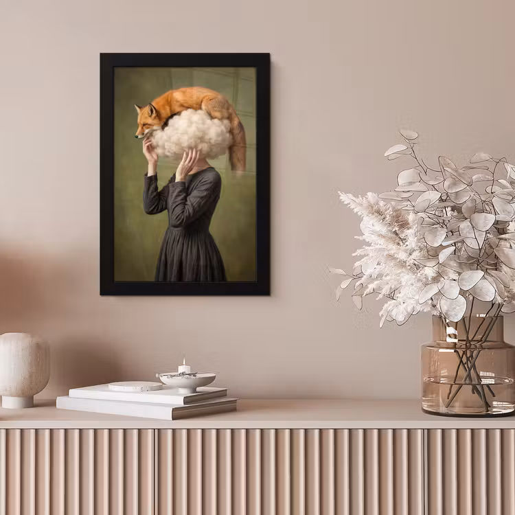 Vos - Surrealistisch - Groen fotolijst zwart zonder passe partout klein -sfeer5