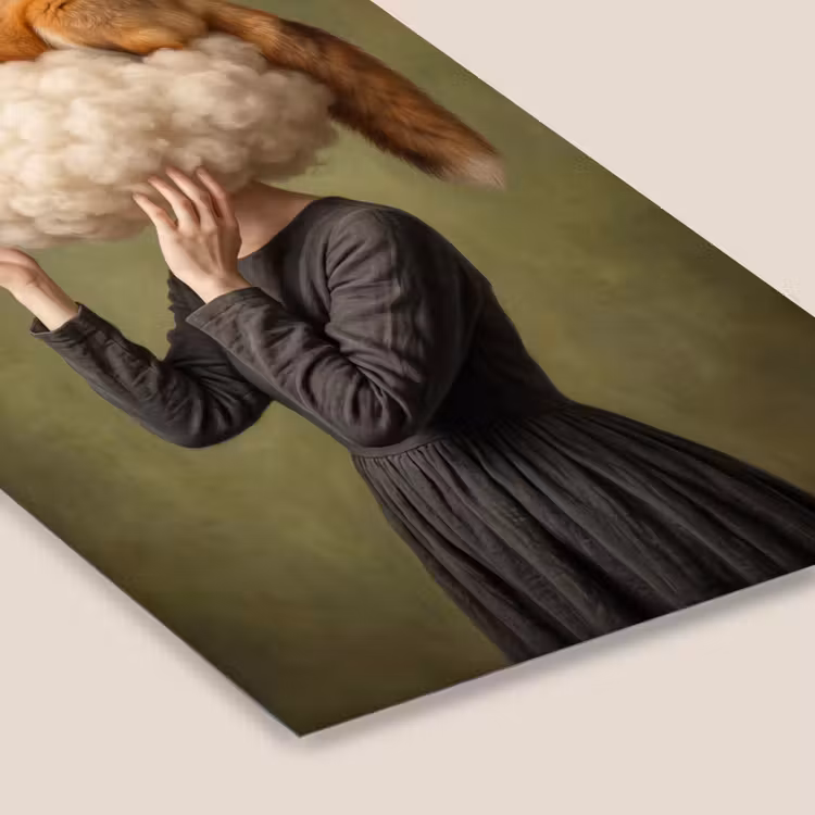 Vos - Surrealistisch - Groen fotolijst zwart zonder passe partout klein -zsfeer6