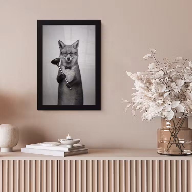 Vos - WC-ontstopper - Zwart - Wit fotolijst zwart zonder passe partout klein -sfeer5