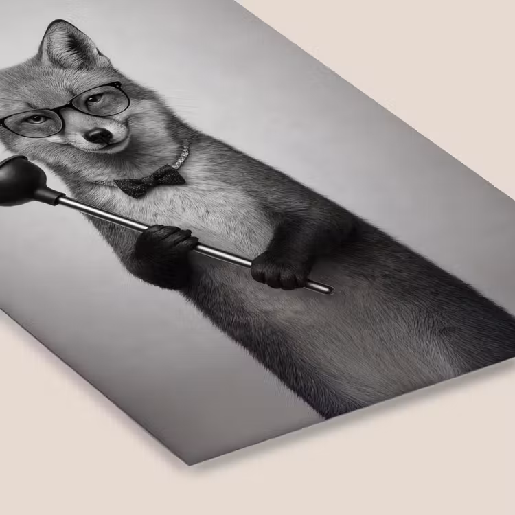 Vos - WC-ontstopper - Zwart - Wit fotolijst zwart zonder passe partout klein -zsfeer6