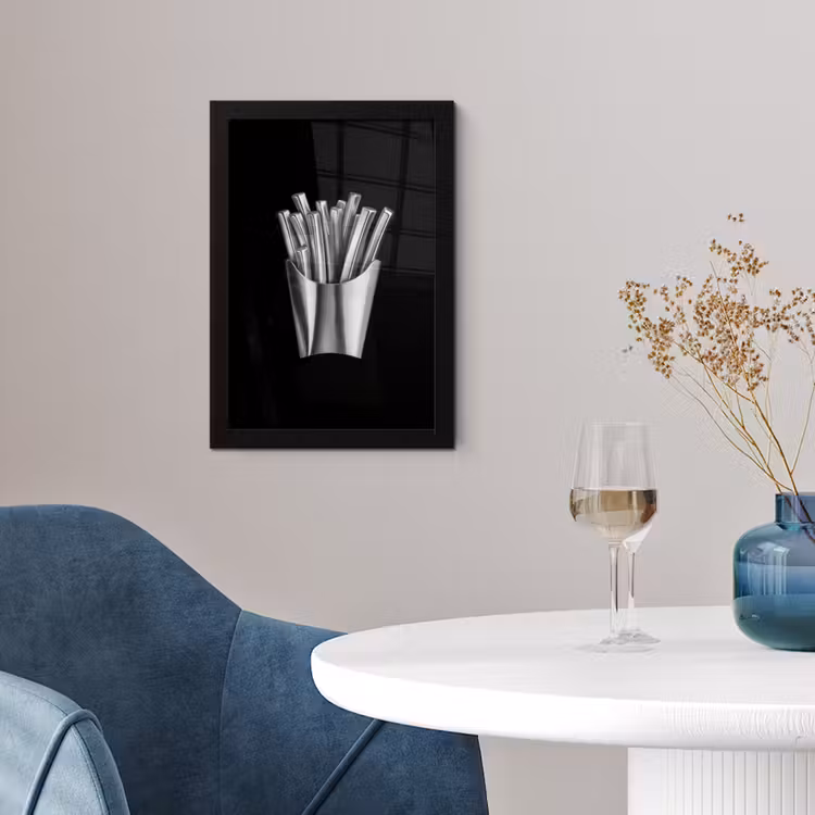 Frietjes - Futuristisch - Zilver fotolijst zwart zonder passe partout klein -sfeer4