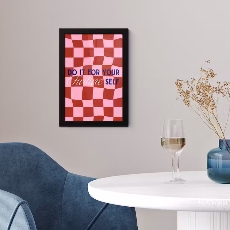 Furture - Geblokt - Rood fotolijst zwart zonder passe partout klein -sfeer4