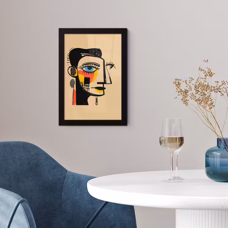 Geometrisch - Felle kleuren - Kubistische stijl fotolijst zwart zonder passe partout klein -sfeer4
