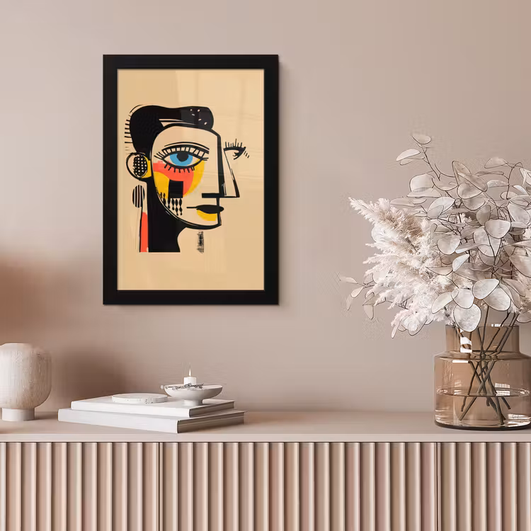Geometrisch - Felle kleuren - Kubistische stijl fotolijst zwart zonder passe partout klein -sfeer5