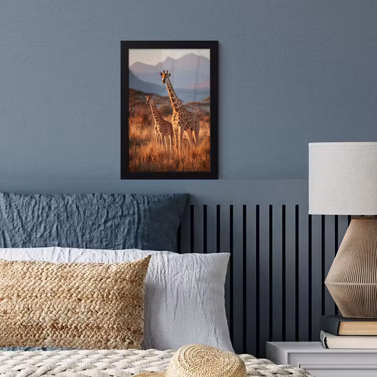 Giraffen - Hoog gras - Acaciabomen fotolijst zwart zonder passe partout klein -sfeer3