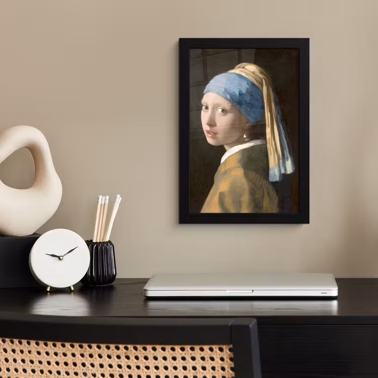 Meisje met de Parel - Schilderij van Johannes Vermeer fotolijst zwart zonder passe partout klein -sfeer1