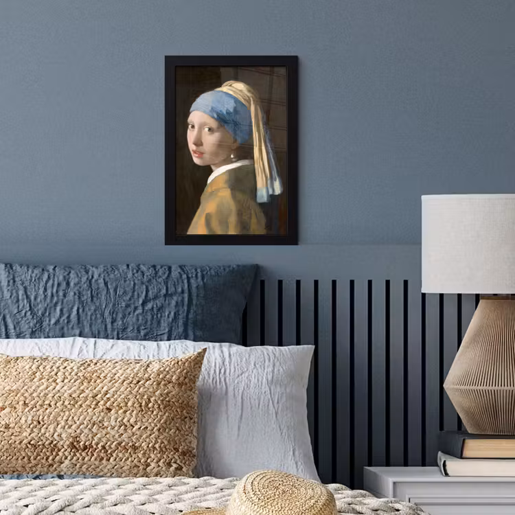 Meisje met de Parel - Schilderij van Johannes Vermeer fotolijst zwart zonder passe partout klein -sfeer3
