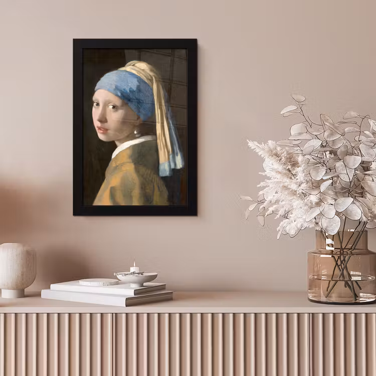 Meisje met de Parel - Schilderij van Johannes Vermeer fotolijst zwart zonder passe partout klein -sfeer5