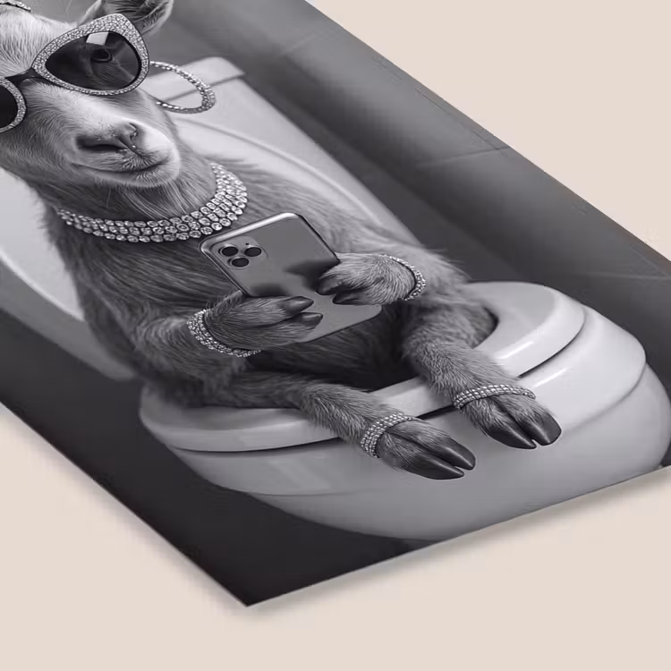 Geit - Telefoon - Toilet - Zwart - Wit fotolijst zwart zonder passe partout klein -zsfeer6