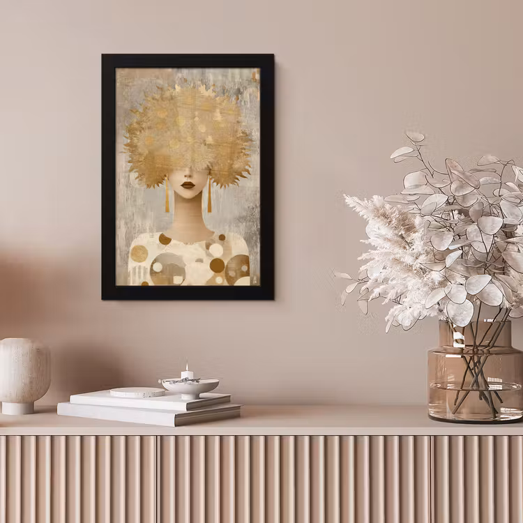 Goud - Portret - Vrouw fotolijst zwart zonder passe partout klein -sfeer5