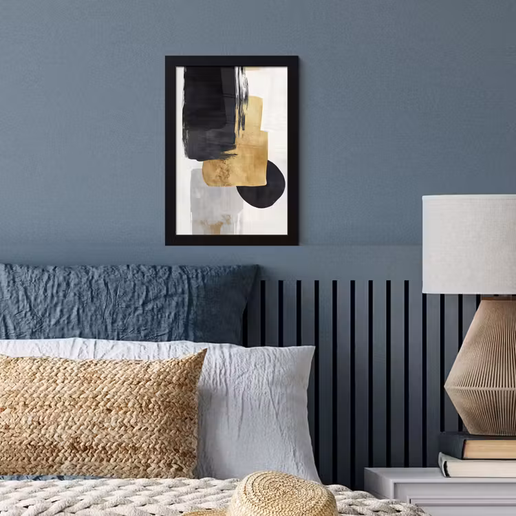 Goud - Rechthoeken - Cirkels - Abstract fotolijst zwart zonder passe partout klein -sfeer3