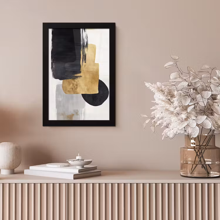 Goud - Rechthoeken - Cirkels - Abstract fotolijst zwart zonder passe partout klein -sfeer5