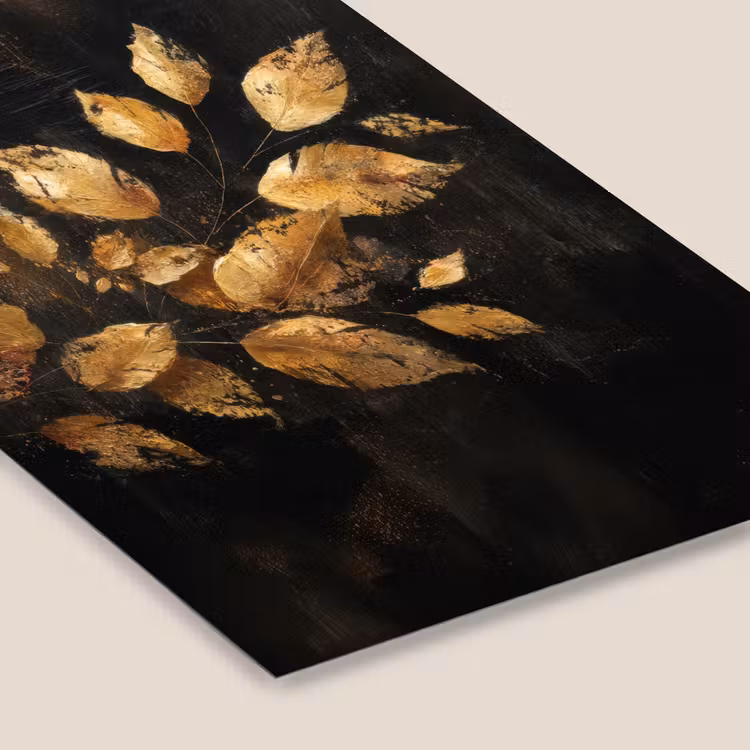 Gouden Bladeren op Donkere Achtergrond fotolijst zwart zonder passe partout klein -zsfeer6