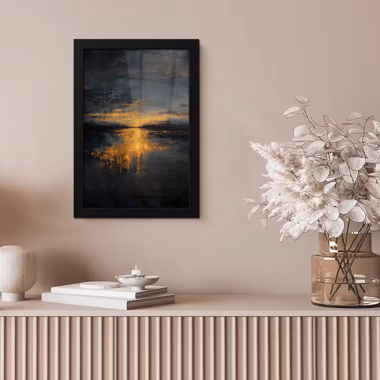 Gouden Reflectie op Water fotolijst zwart zonder passe partout klein -sfeer5
