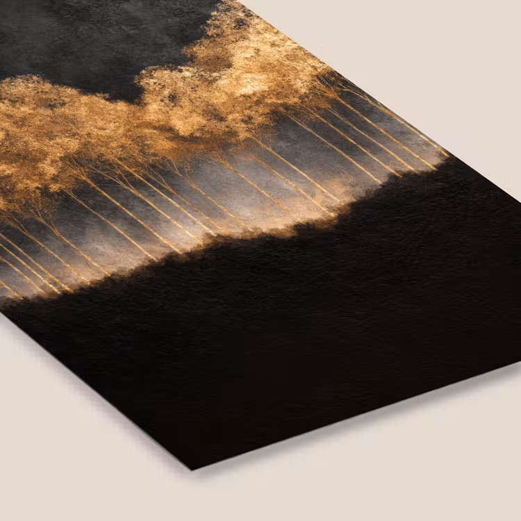 Gouden Bomen in Mistig Landschap fotolijst zwart zonder passe partout klein -zsfeer6