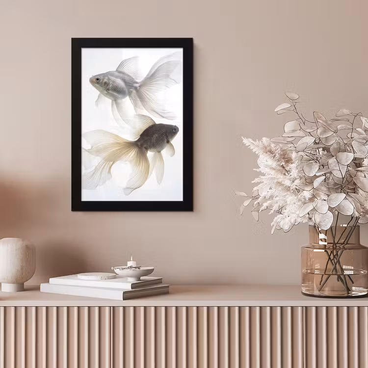 Goudvissen - Modern - Wit fotolijst zwart zonder passe partout klein -sfeer5