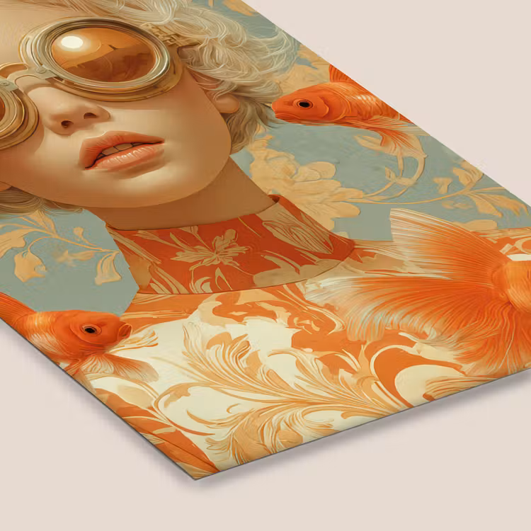 Goudvissen - Oranje - Vrouw - Blond fotolijst zwart zonder passe partout klein -zsfeer6