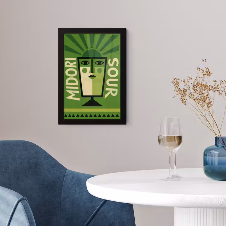 Grafisch - Art - Cocktail - Groen fotolijst zwart zonder passe partout klein -sfeer4