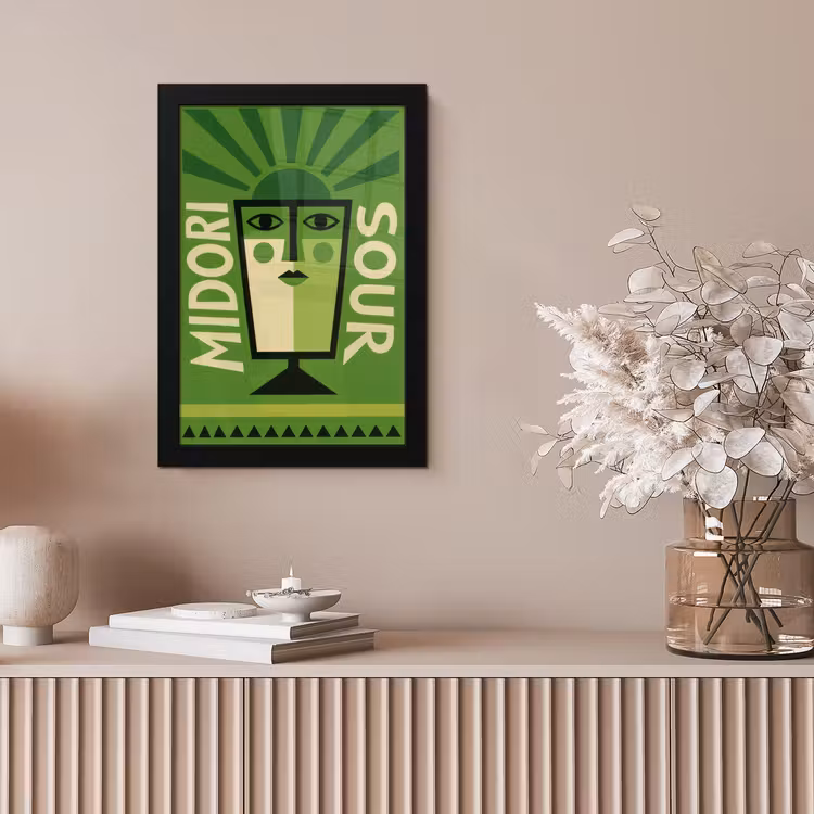 Grafisch - Art - Cocktail - Groen fotolijst zwart zonder passe partout klein -sfeer5
