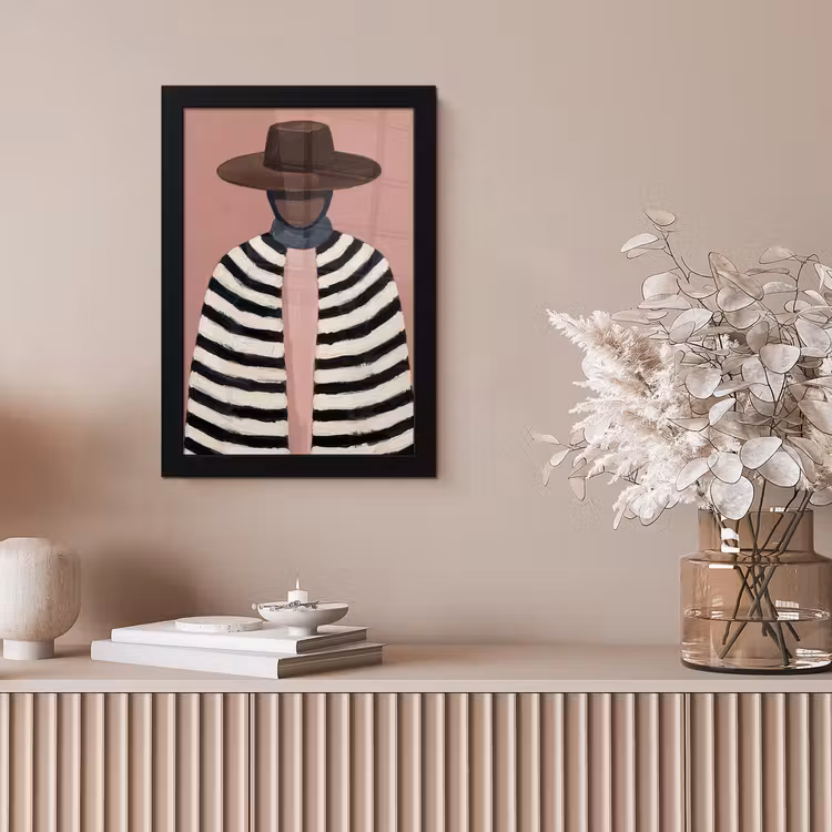 Grafisch - Vrouw - Roze fotolijst zwart zonder passe partout klein -sfeer5