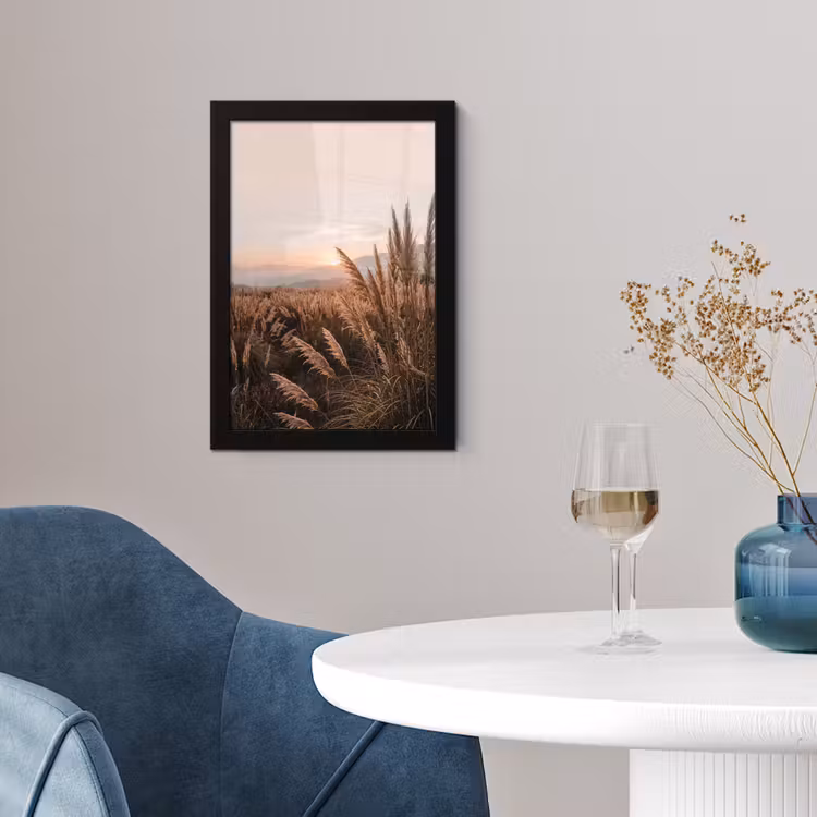 Gras - Veld - Zon - Natuur fotolijst zwart zonder passe partout klein -sfeer4