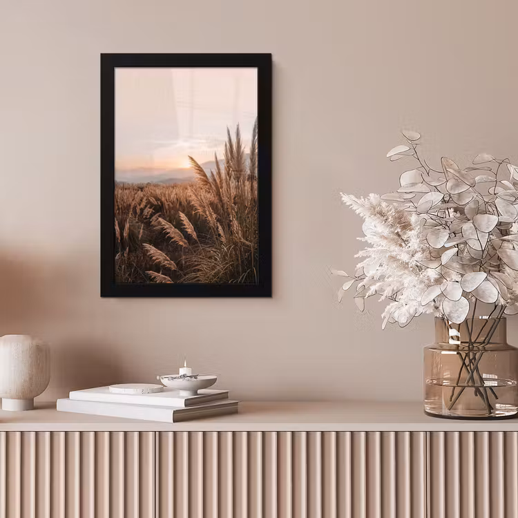 Gras - Veld - Zon - Natuur fotolijst zwart zonder passe partout klein -sfeer5