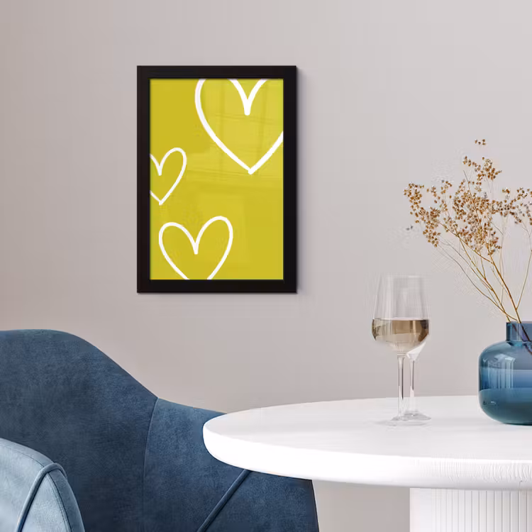 Groen - Hartjes - Wit fotolijst zwart zonder passe partout klein -sfeer4