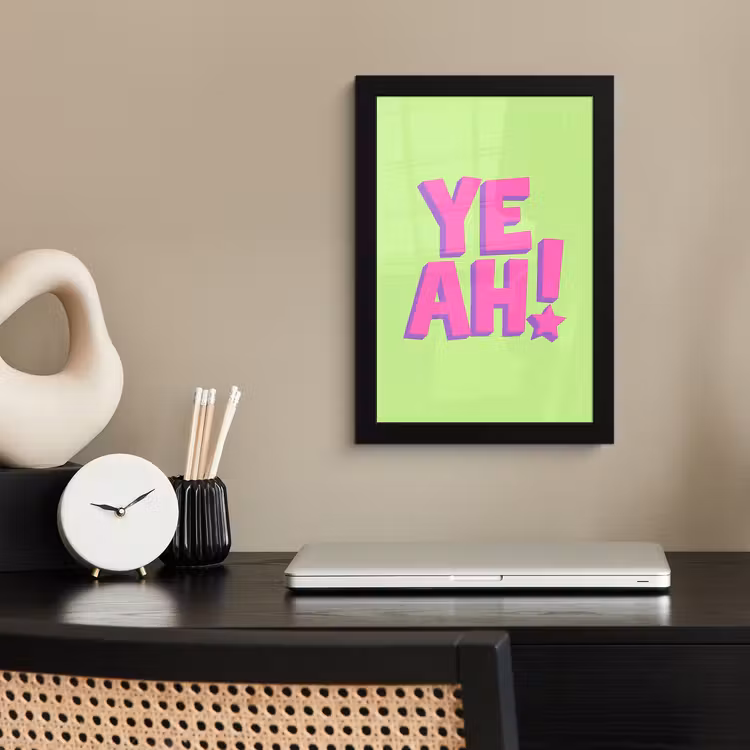 Groen - Neon - Quote fotolijst zwart zonder passe partout klein -sfeer1