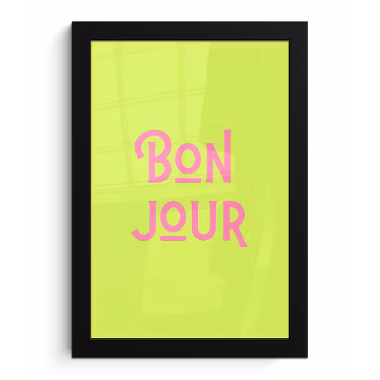 Groen - Roze bonjour - art-deco fotolijst zwart zonder passe partout klein -3d