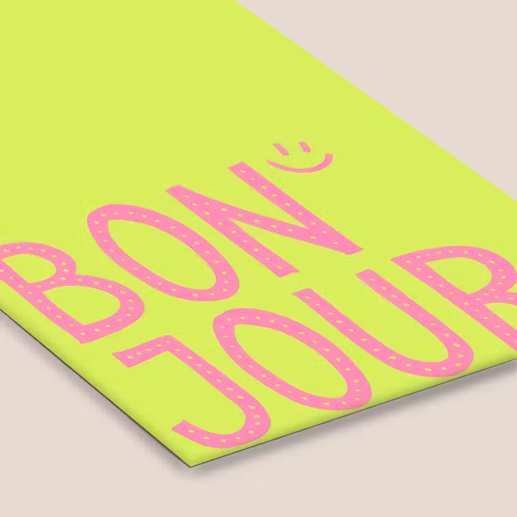Groen - Smiley - Bonjour - Roze fotolijst zwart zonder passe partout klein -zsfeer6